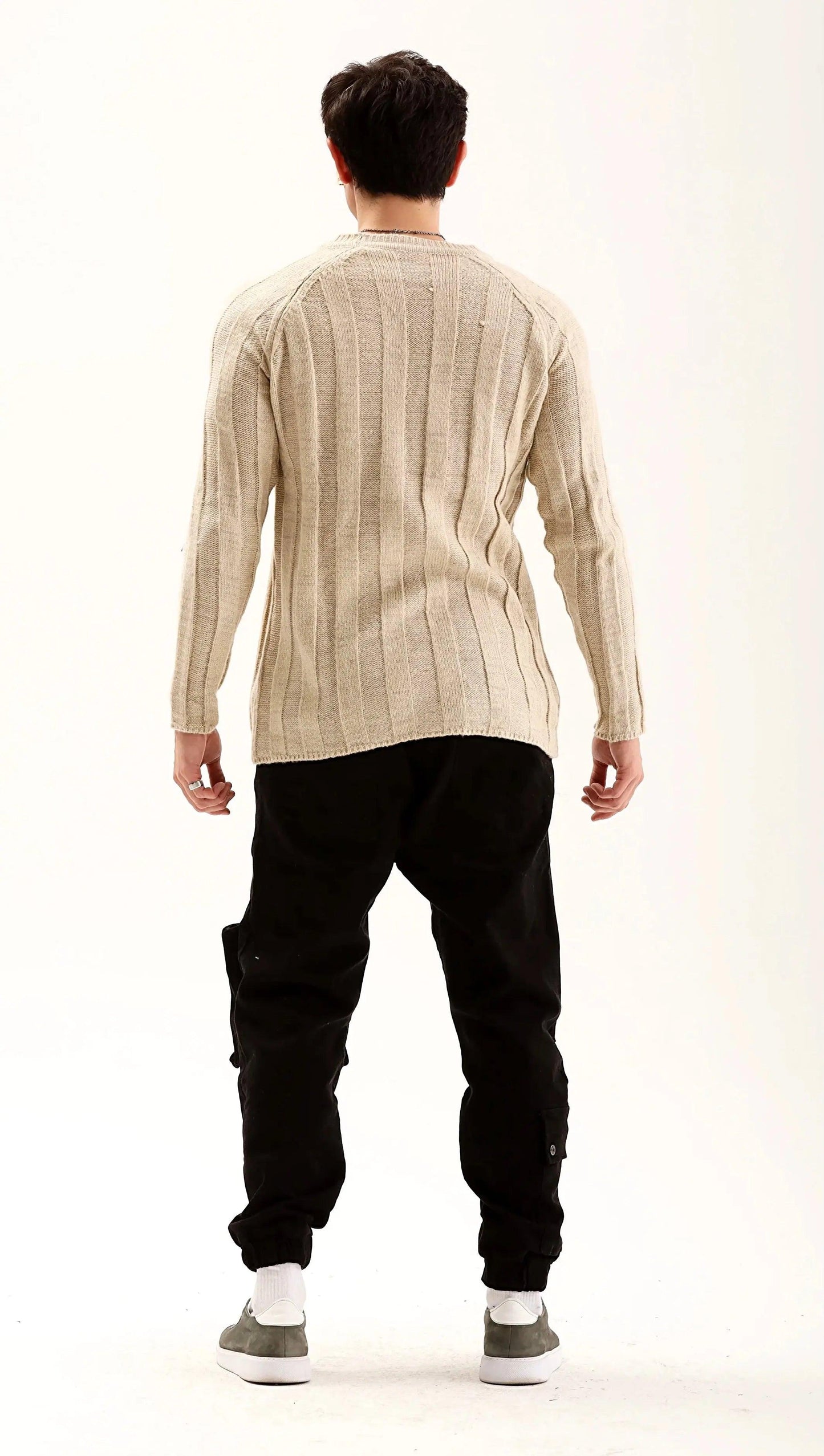 Men's Beige Crew Neck Sweater THIMOON®