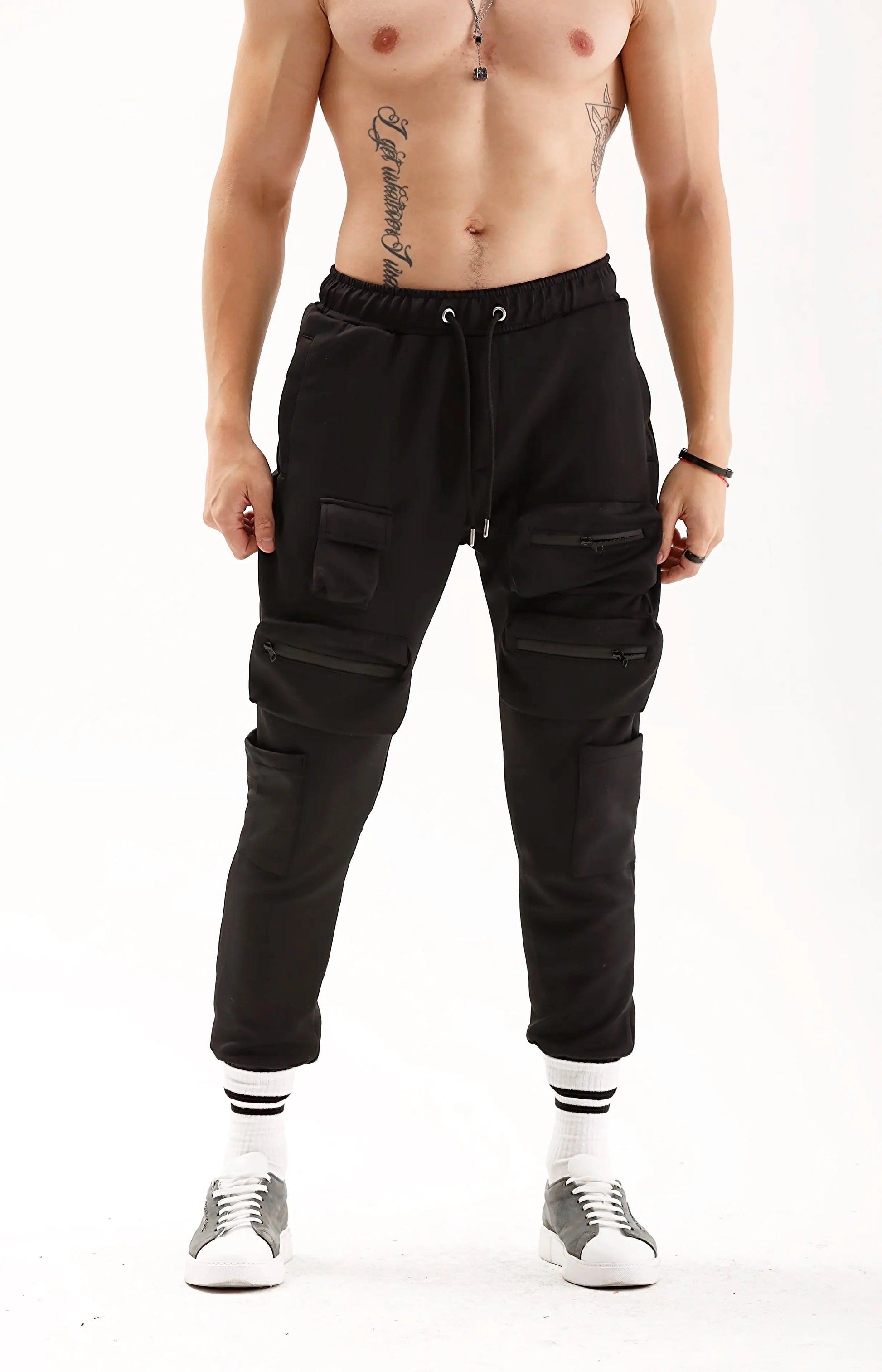 Men's Black Oversized Cargo Joggers