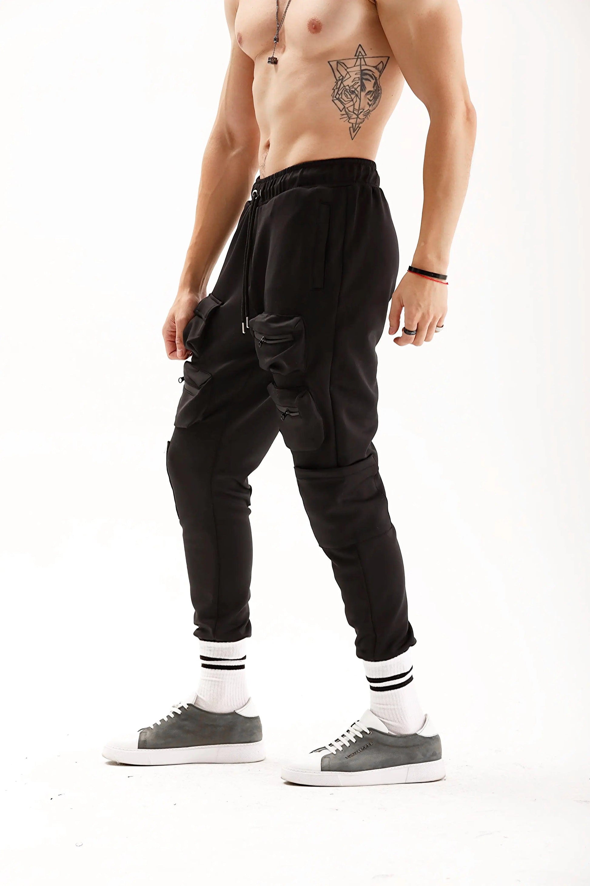 Men's Black Oversized Cargo Joggers THIMOON®