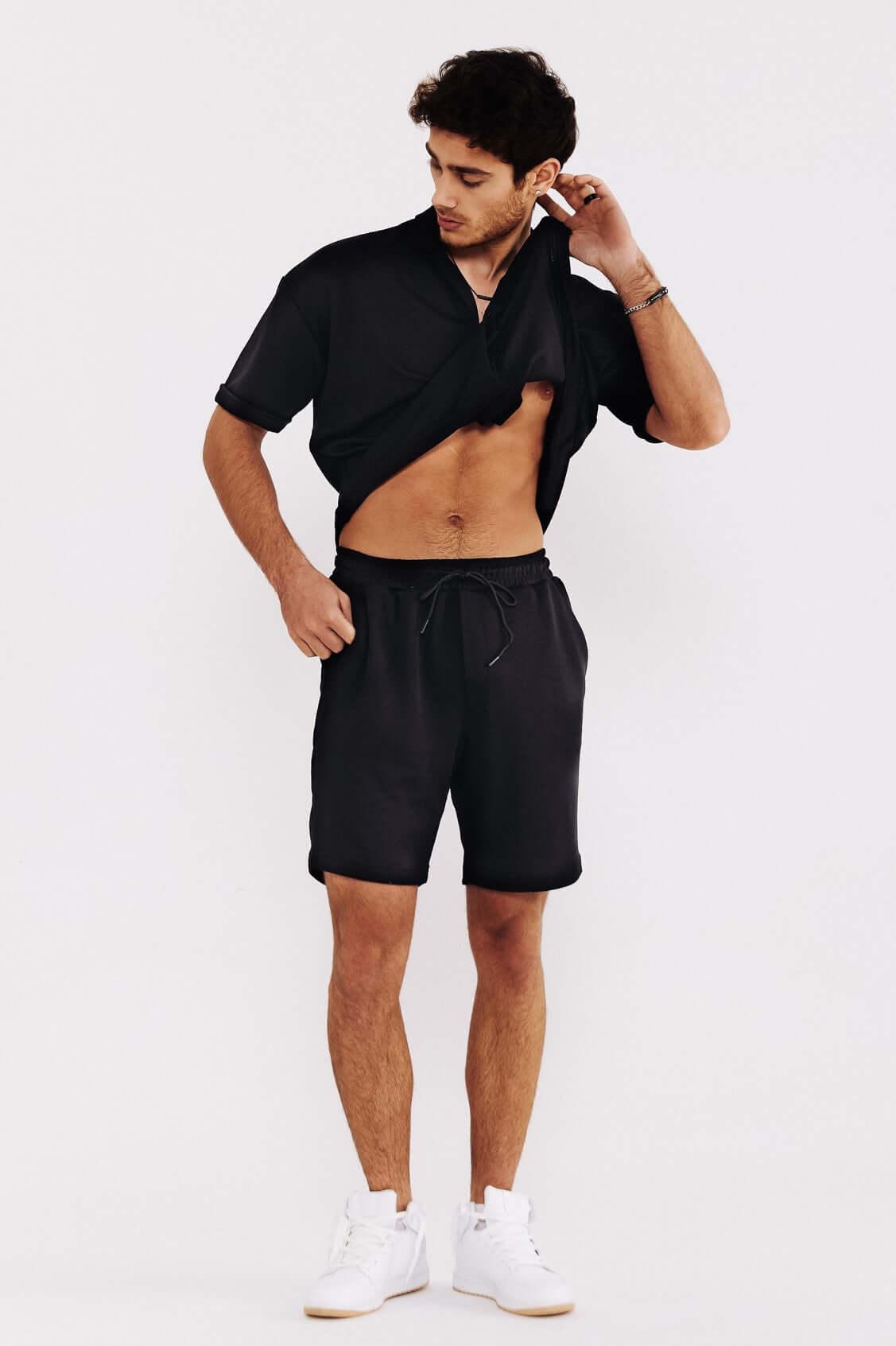 Men's Black Shirt & Shorts Outfit THIMOON