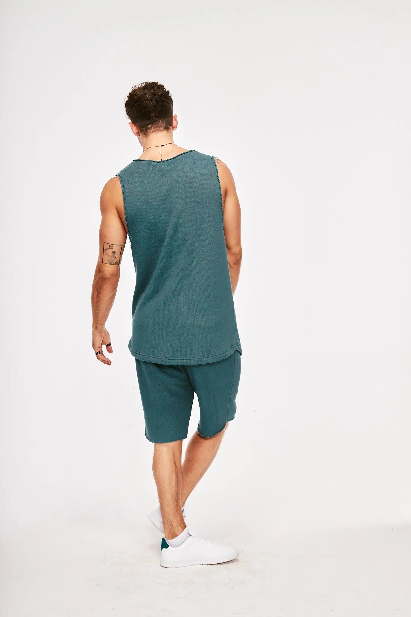 Men's Green Sleeveless Cotton T-Shirt THIMOON®