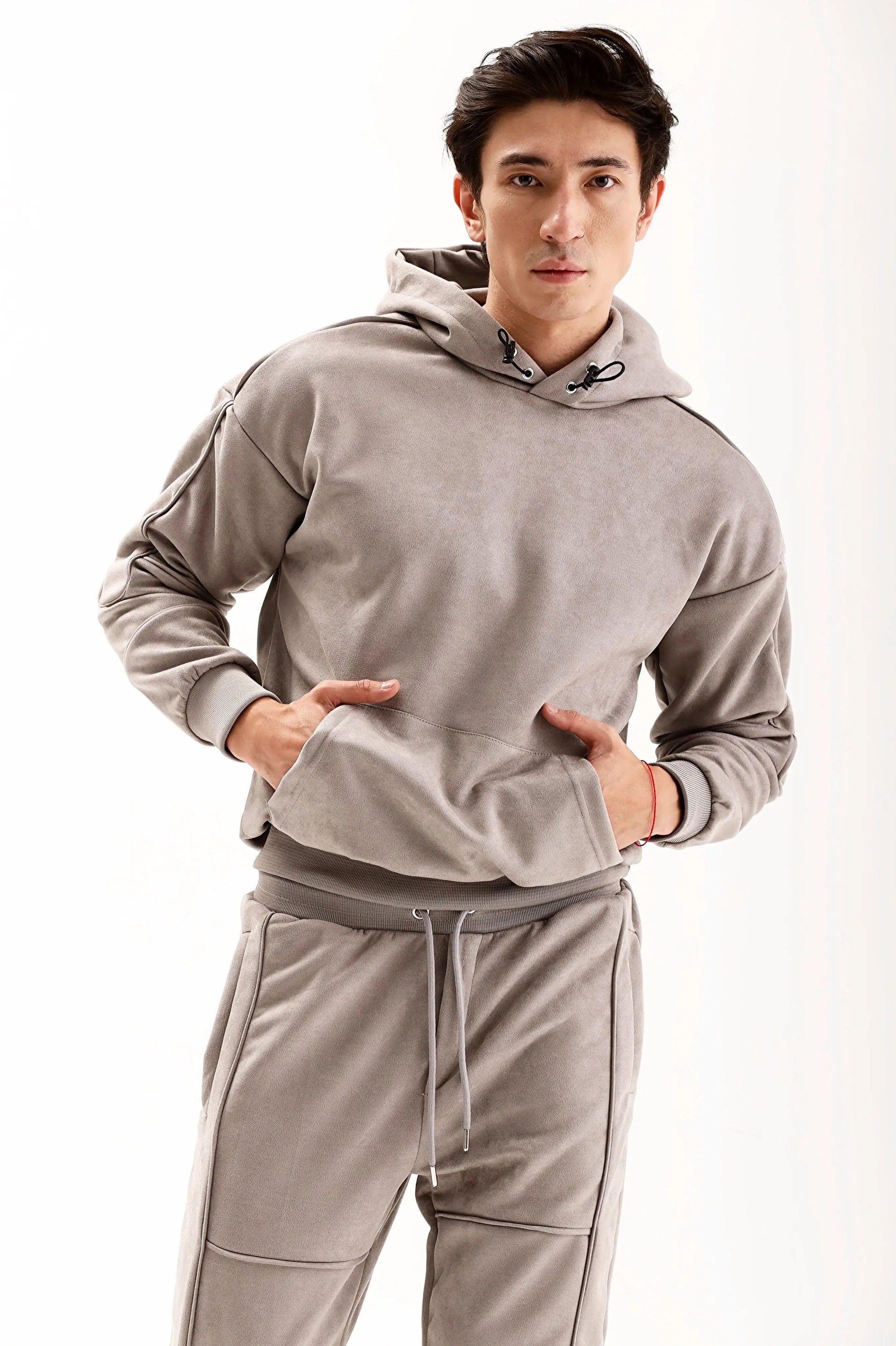 Men's Grey Hooded Tracksuit Outfit Set THIMOON®