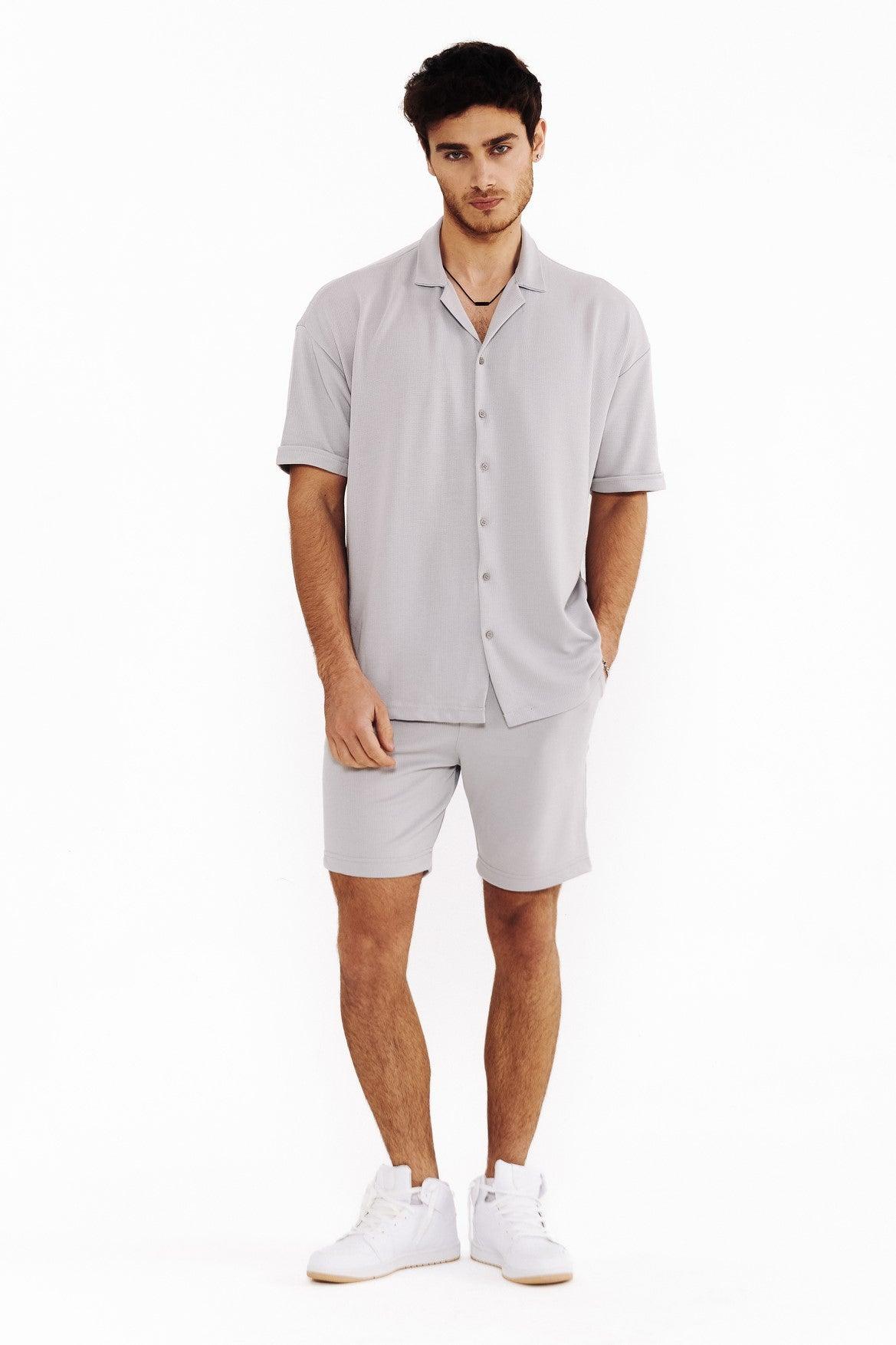 Men's Grey Shirt & Shorts Outfit THIMOON
