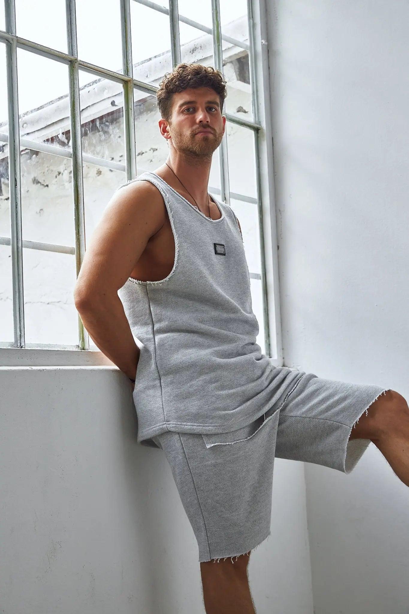 Men's Grey Sleeveless Cotton T-Shirt THIMOON®