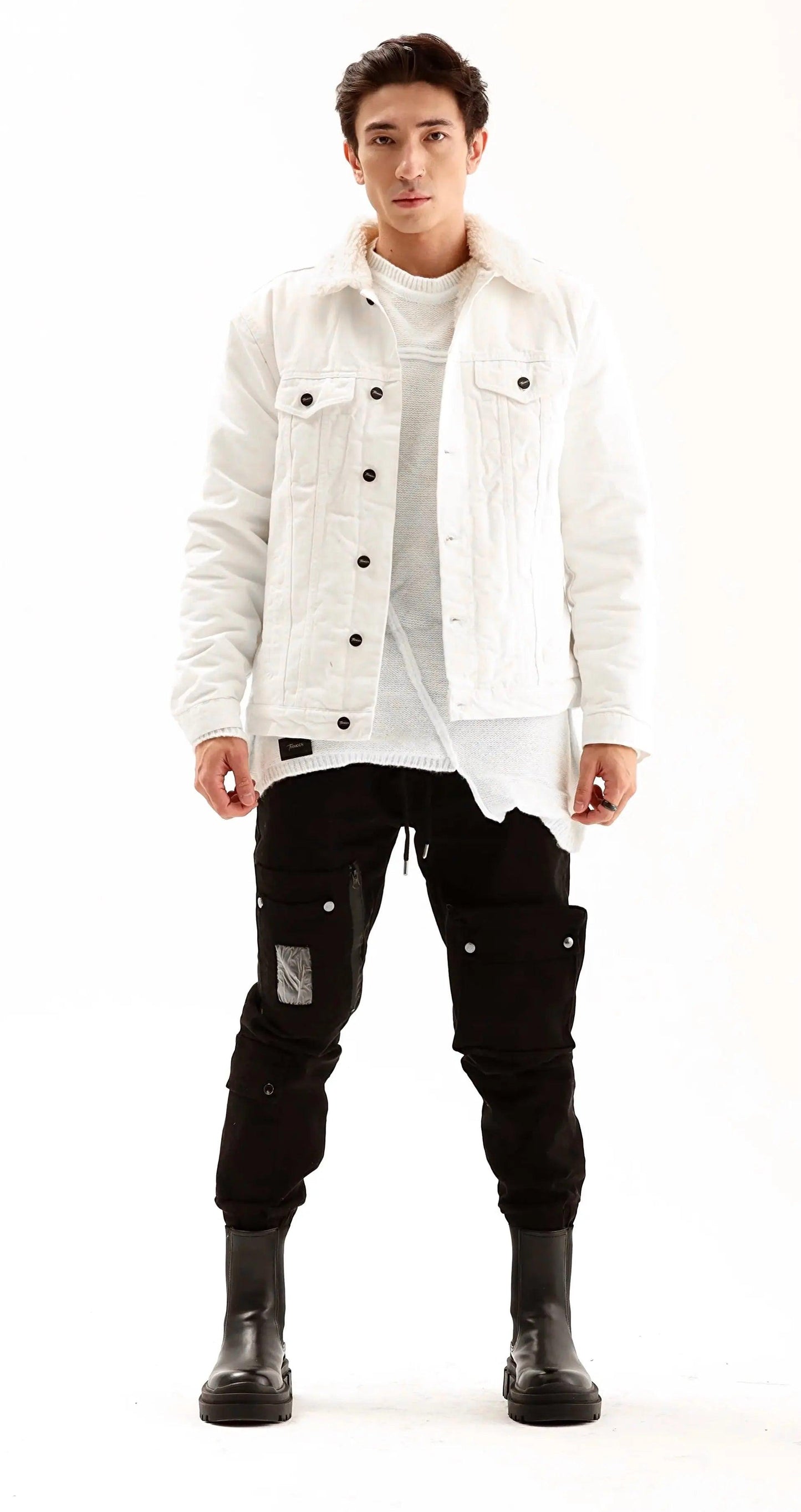 Men's White Denim Winter Coat THIMOON®